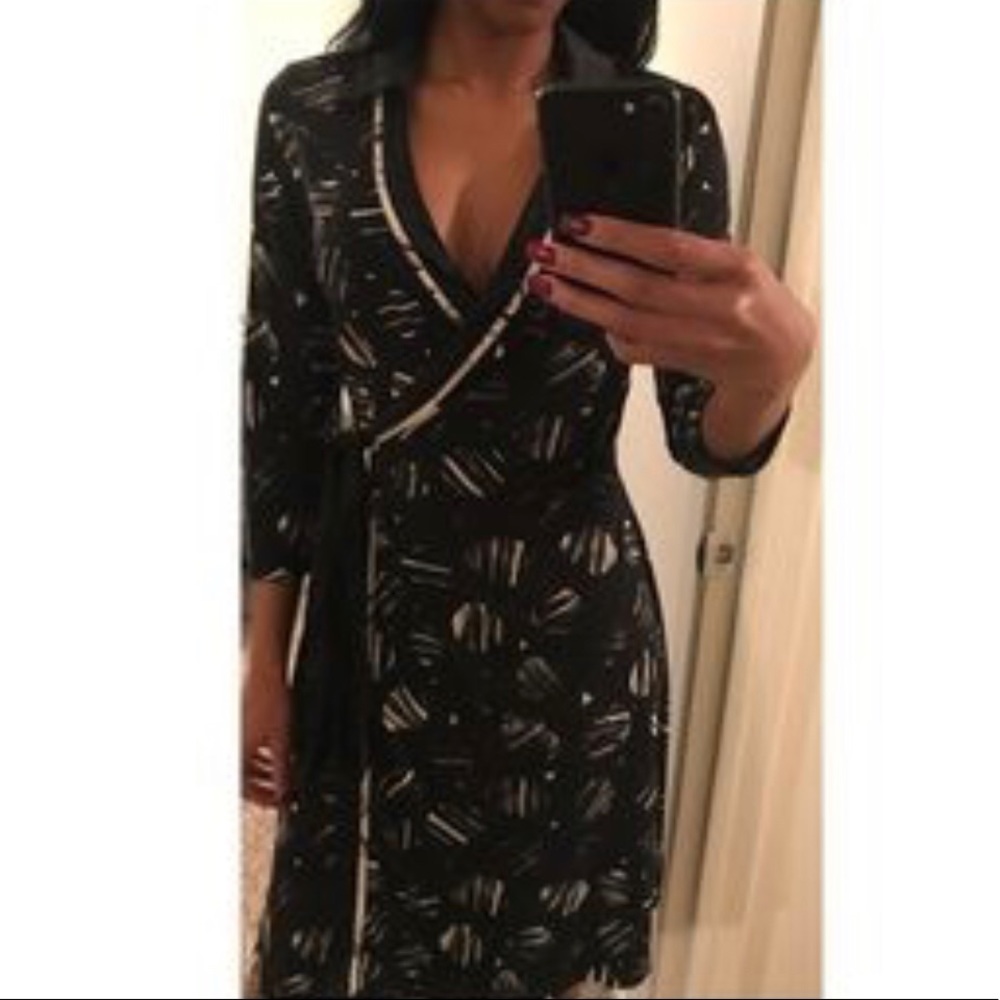 Black Printed Wrap Dress - Brand Unspecified